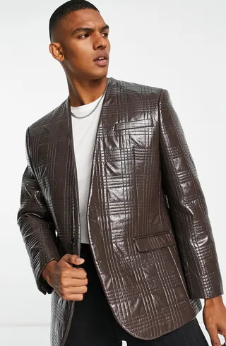 Oversize Quilted Faux Leather Jacket