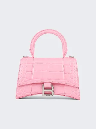 Crocodile Embossed Hourglass Handbag Sweet Pink
