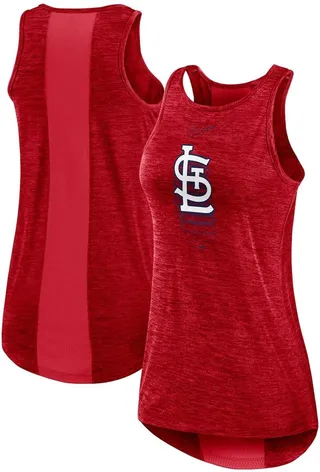 Women's Nike Red St. Louis Cardinals Logo Fade High Neck Performance Tank Top