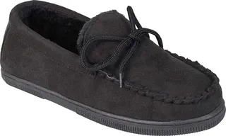 Vance Co. Moccasin Slipper (Black Faux Suede) Men's Shoes