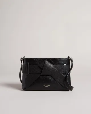 Pu Bow Crossbody Bag in Black
