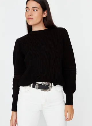 Puff Sleeve Ribbed Sweater