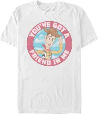Men's Toy Story Friend in Me Woody Circle T-Shirt - White - Small
