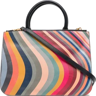 Stripe-Print Leather Shoulder Bag