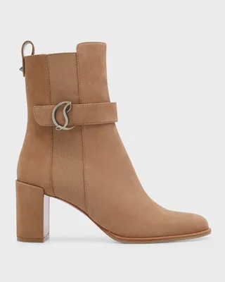 CL-Buckle Red Sole Leather Booties