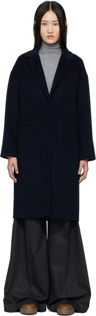 S Max Mara Navy Cecile Coat