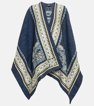 Silk and cotton-blend jacquard cape