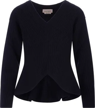Alexander McQueen Asymmetric V-Neck Jumper