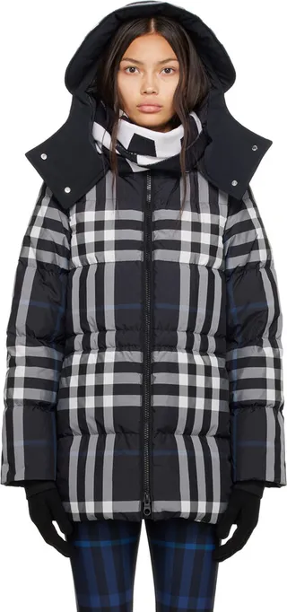 Burberry Navy Night Check Down Puffer Jacket