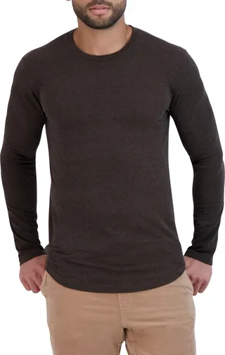 Overdyed Tri-Blend Long Sleeve Scallop Crew T-Shirt