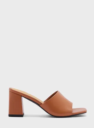Wide Strap Mid Heel Sandals