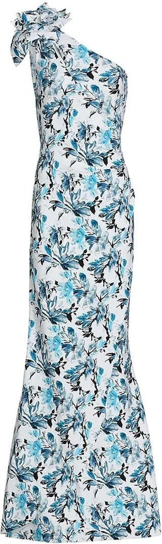 Gosia Asymmetric Floral Jersey Gown