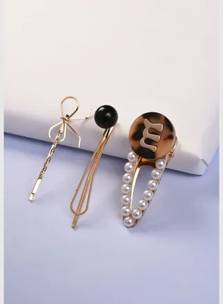 Pack of 3 Gold Plated Pearls Hair Pin