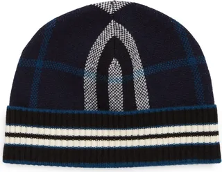 Check Mashup Cashmere Beanie