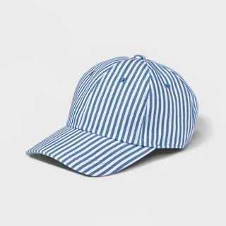 Women's Striped Baseball Hat - Universal Thread™ Blue