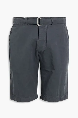 Julian belted cotton and linen-blend twill shorts
