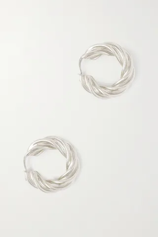 Bottega Veneta - Twist Silver Hoop Earrings - One size