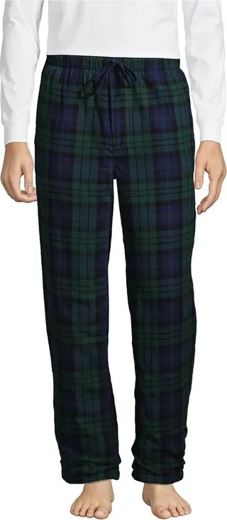 Lands' End Men's High Pile Fleece Lined Flannel Pajama Pants