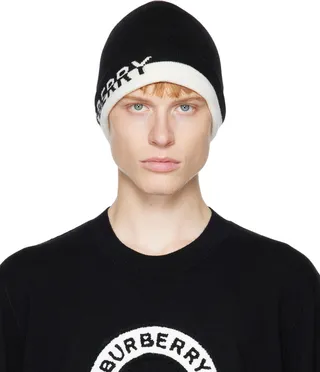 Burberry Black Intarsia Beanie