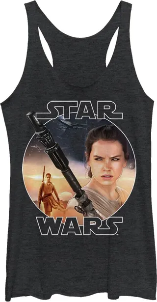Women's Star Wars The Force Awakens Rey Jakku Racerback Tank Top - Black Heather - Large