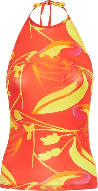 Printed jersey halter top
