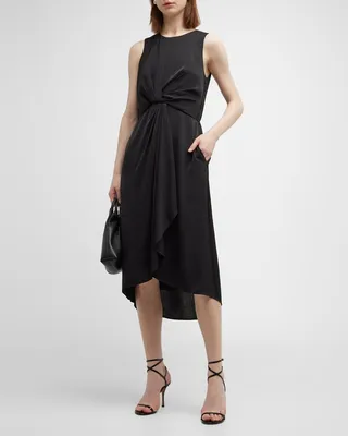 Blake Sleeveless Twist-Front Midi Dress