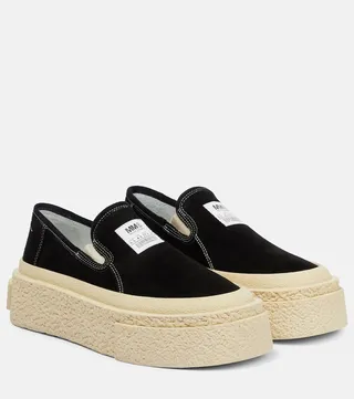 Suede platform slip-on sneakers
