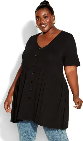 AVENUE | Women's Plus Size Zion Plain Tunic - black - 16W
