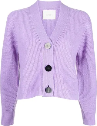 Purple Cashmere V-Neck Cardigan