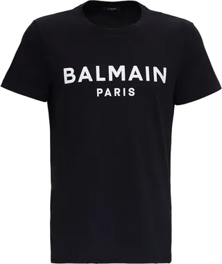 Balmain Flocked Logo Crewneck T-Shirt