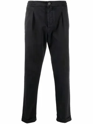 Tapered-Leg Tailored-Cut Trousers