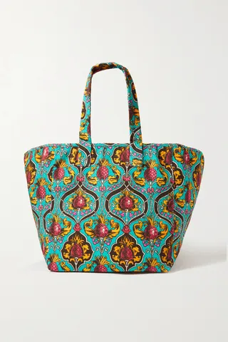 La DoubleJ - Reversible Printed Stretch-cotton Tote - Blue