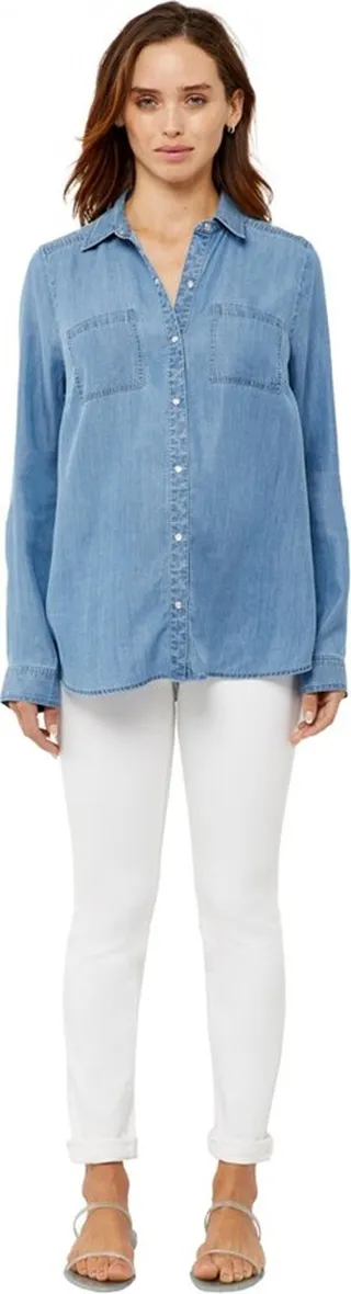 A Pea in the Pod-Denim Button-Up Maternity Shirt-Chambray-S