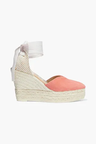Hamptons lace-up suede wedge espadrilles