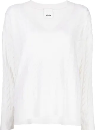 V-neck cable-knit jumper