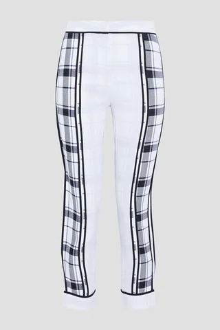 Cropped checked crepe skinny pants