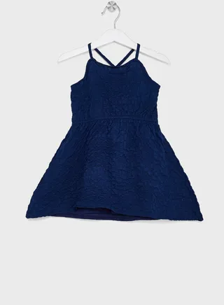 Girls Solid Sleeveless Dress