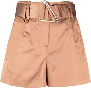Satin-Finish Tailored Shorts