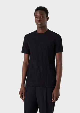 Jersey T-shirt with ribbed jacquard motif