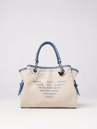Emporio Armani bag in linen blend and grained synthetic leather