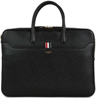 Thom Browne Logo Detailed Zip-Up Briefcase