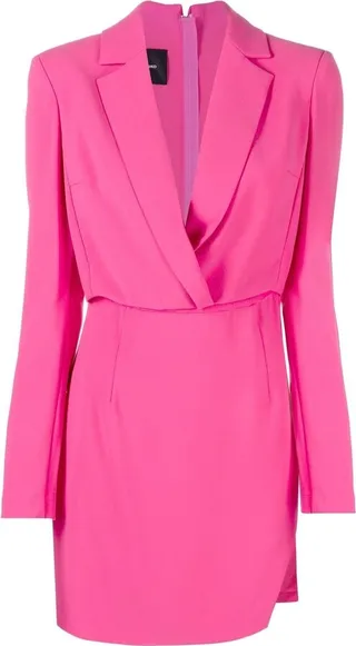 Notched-Collar Logo-Waist Dress