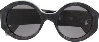 Marbled-Effect Round-Frame Sunglasses