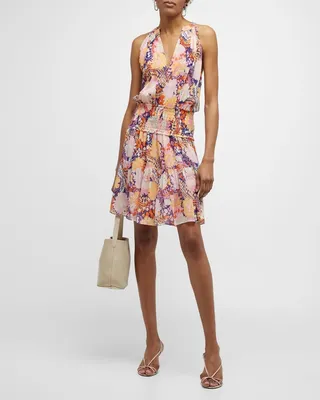 Courtney Printed V-Neck Mini Dress