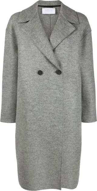 Double-Breasted Pressed-Wool Coat