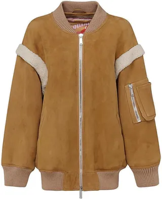 Dsquared2 Zipped Shearling Bomber Jacket