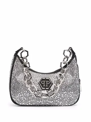 Crystal-Embellished Shoulder Bag