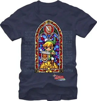 Men's Nintendo Legend of Zelda Stained Glass T-Shirt - Navy Blue - X Large