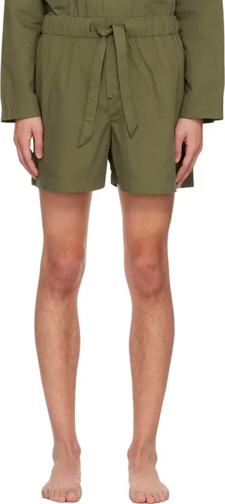 Tekla Green Drawstring Pyjama Shorts