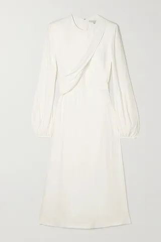 Stella McCartney - Belted Draped Crepe Midi Dress - White